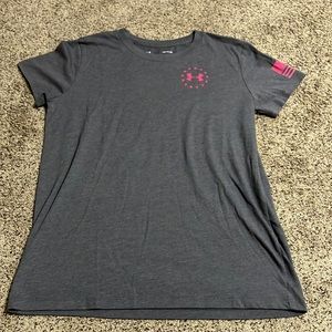 Under Armour Pink and Grey Freedom t shirt
